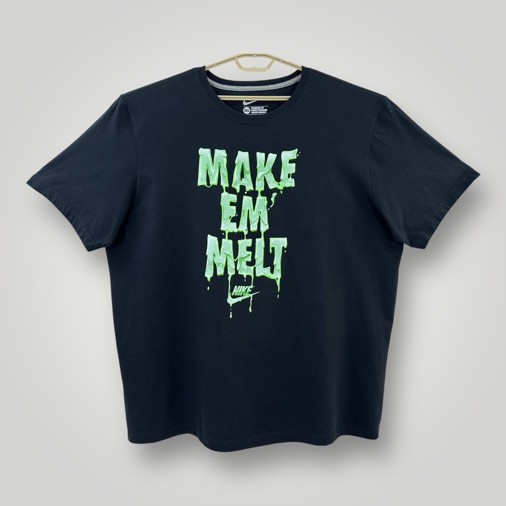 Nike T-Shirt Mens Size 3XL Black Short Sleeve MAKE EM MELT Graphic Print Cotton
